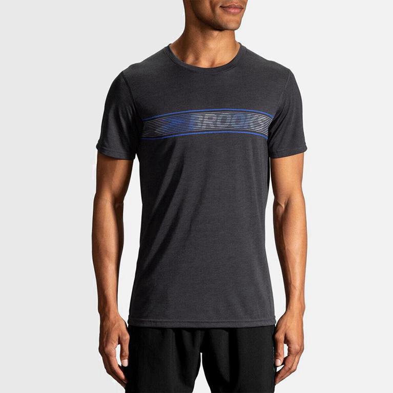 Brooks Distance Graphic Camiseta De Corrida Manga Curta Homem Cinzentas (26109GHKC)